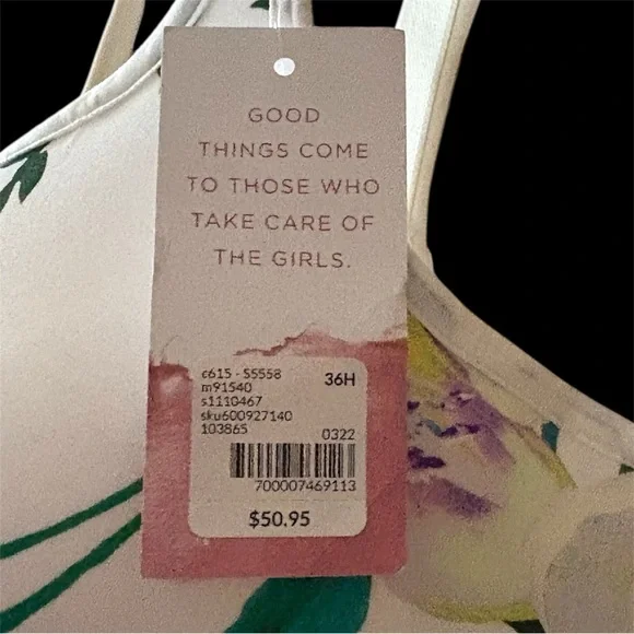 NWT Cacique Bra 38H White Floral Lightly Lined Balconette Underwire - Picture 4 of 4